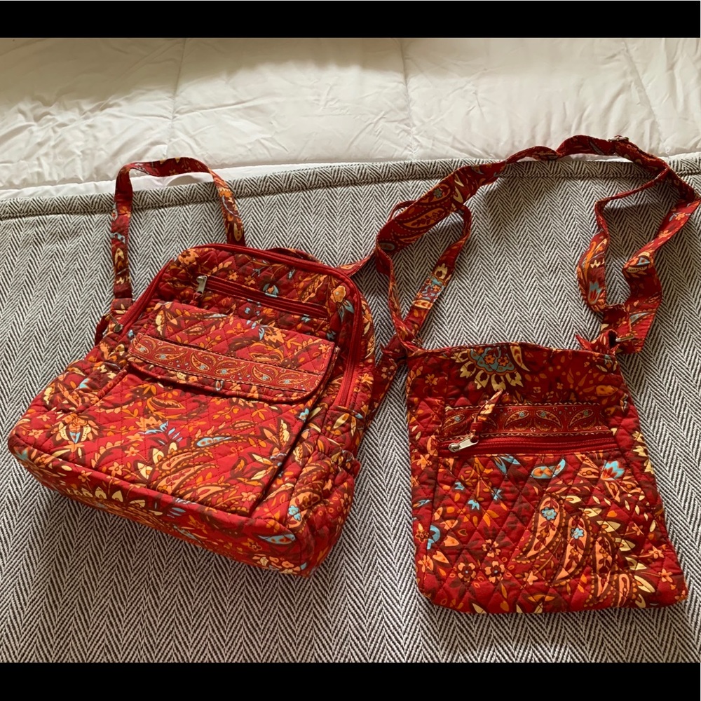 Backpack with matching cross body bag.